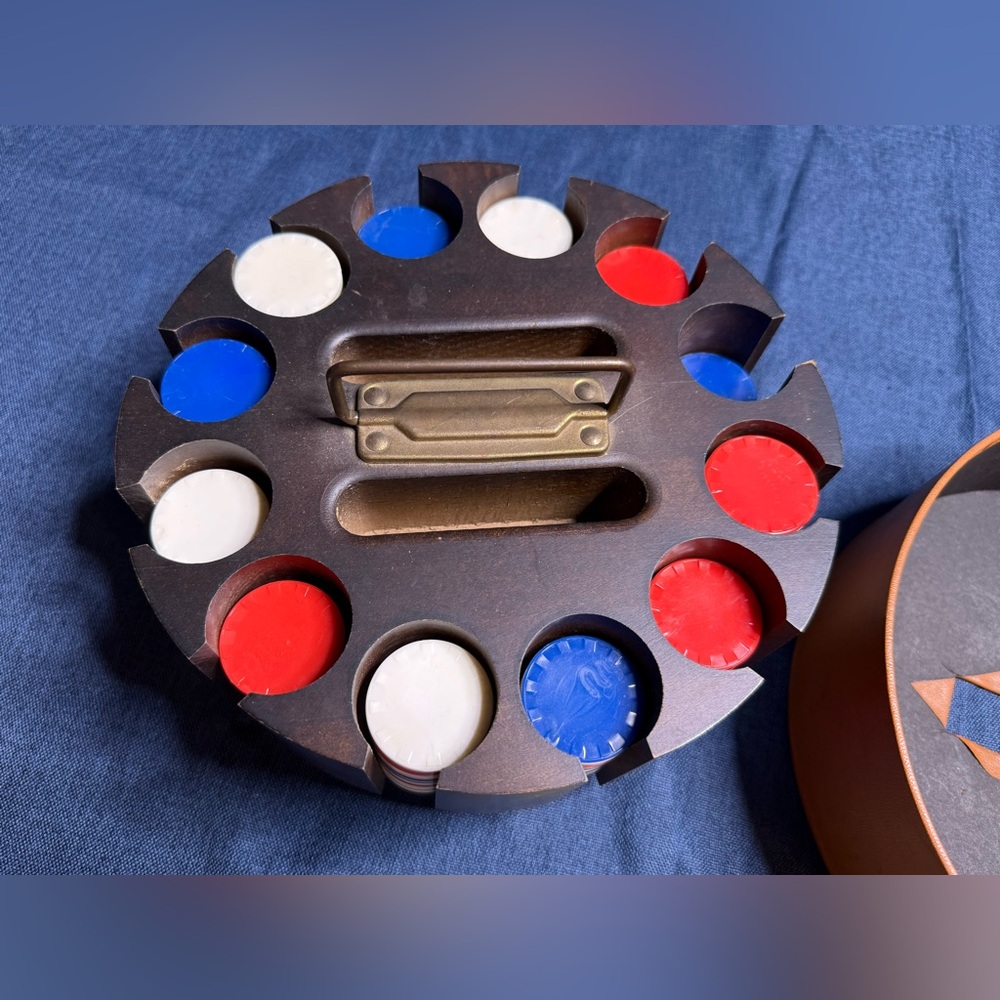 Vintage Poker Chip Carousel With Easy Transport Handle